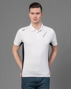 men colourblock regular fit polo t-shirt