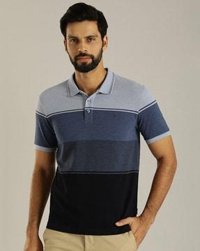 men colourblock regular fit polo t-shirt