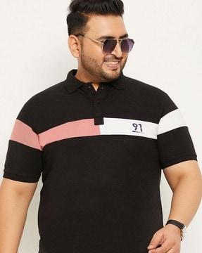 men colourblock regular fit polo t-shirt