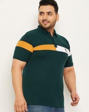 men colourblock regular fit polo t-shirt