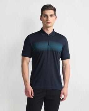 men colourblock regular fit polo t-shirt