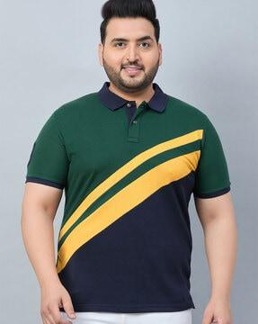 men colourblock regular fit polo t-shirt