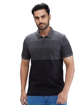 men colourblock regular fit polo t-shirt