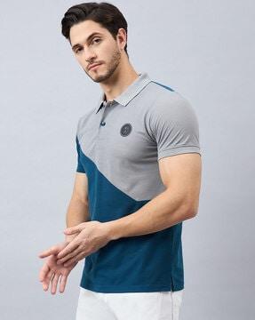 men colourblock regular fit polo t-shirt