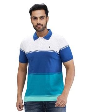 men colourblock regular fit polo t-shirt