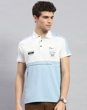 men colourblock regular fit polo t-shirt