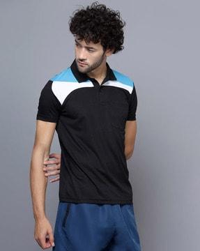 men colourblock regular fit polo t-shirt