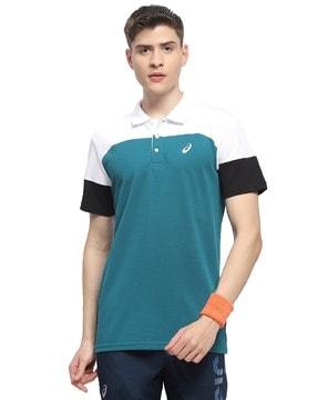 men colourblock regular fit polo t-shirt