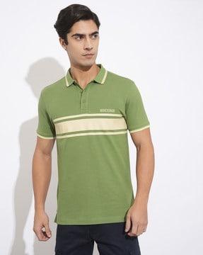 men colourblock regular fit polo t-shirt