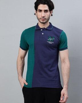 men colourblock regular fit polo t-shirt