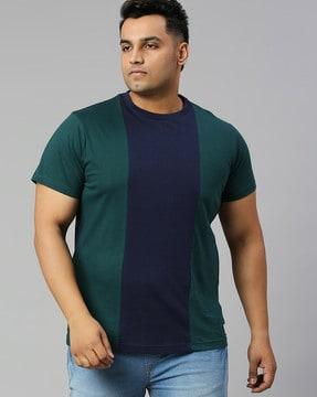 men colourblock regular fit round-neck t-shirt