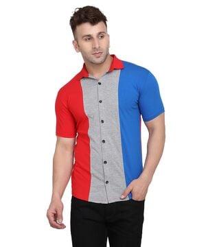 men colourblock regular fit shirt