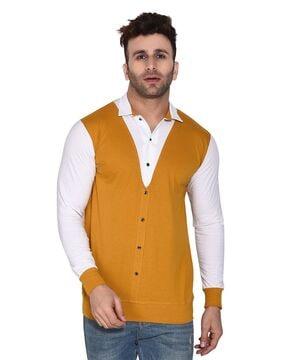 men colourblock regular fit shirt