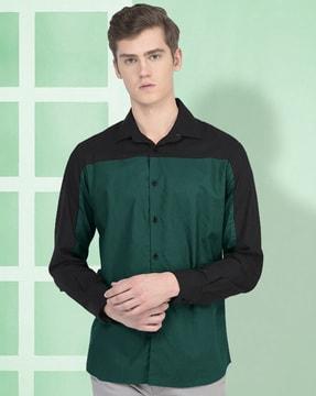 men colourblock regular fit shirt