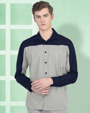 men colourblock regular fit shirt