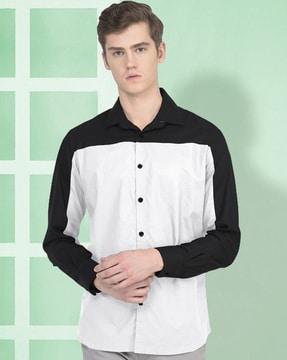 men colourblock regular fit shirt