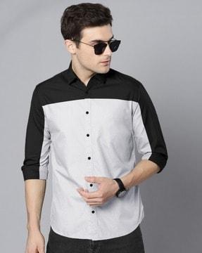 men colourblock regular fit shirt