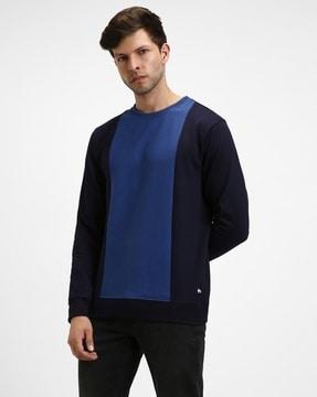 men colourblock regular fit sweatshirt