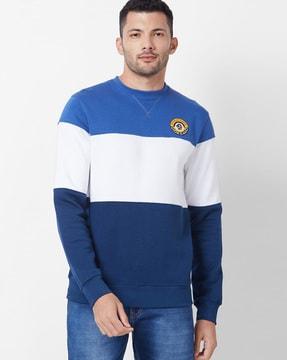 men colourblock regular fit sweatshirt