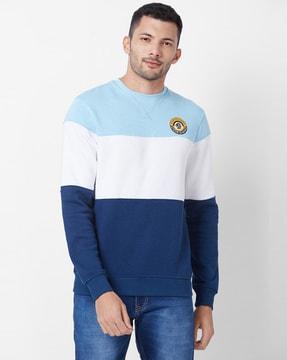 men colourblock regular fit sweatshirt