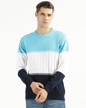 men colourblock regular fit sweatshirt