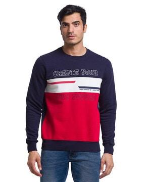 men colourblock regular fit sweatshirt