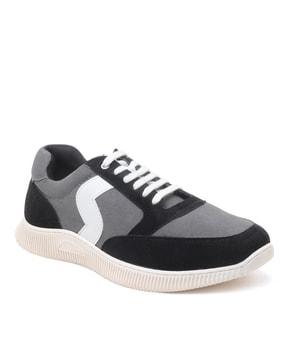 men colourblock round-toe lace-up shoes