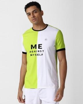 men colourblock slim fit crew-neck t-shirt