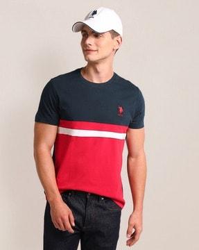 men colourblock slim fit crew-neck t-shirt