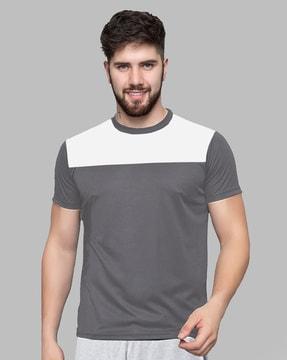 men colourblock slim fit crew-neck t-shirt