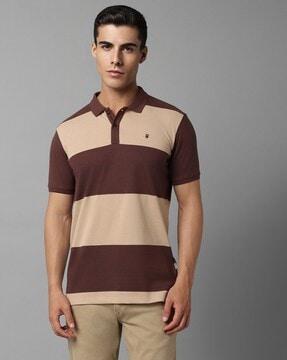 men colourblock slim fit polo t-shirt