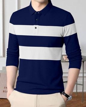 men colourblock slim fit polo t-shirt