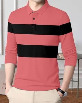 men colourblock slim fit polo t-shirt