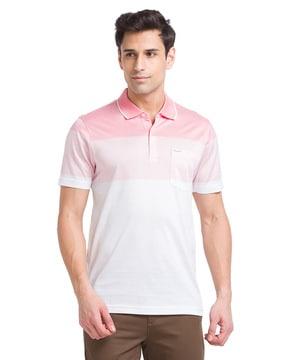 men colourblock slim fit polo t-shirt