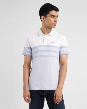 men colourblock slim fit polo t-shirt