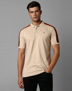 men colourblock slim fit polo t-shirt