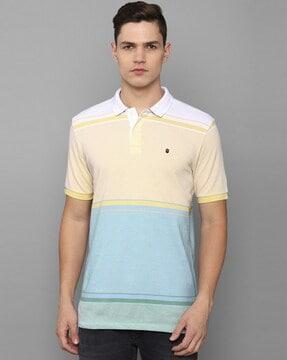 men colourblock slim fit polo t-shirt