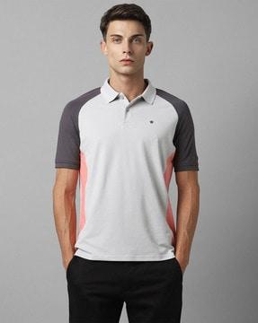 men colourblock slim fit polo t-shirt