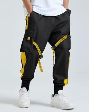 men colourblock straight joggers