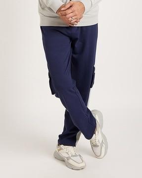 men colourblock straight track pants