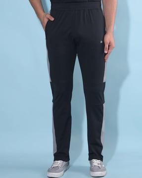 men colourblock straight track pants