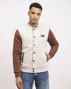 men colourblock tailored fit bomber jacket