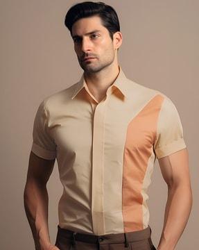 men colourblock tailored fit shirt