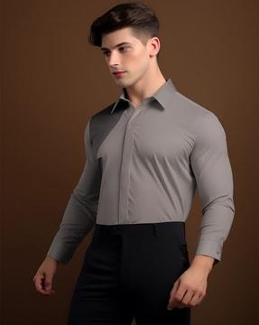 men colourblock tailored fit shirt