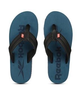 men colourblock thong-strap flip-flops