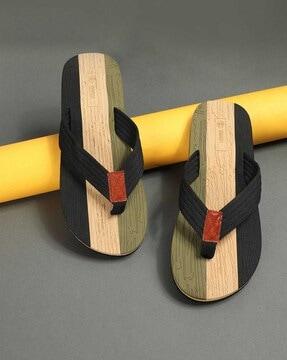 men colourblock thong-style flip-flops