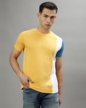 men colourblocked cotton t-shirt