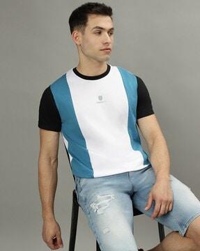 men colourblocked cotton t-shirt