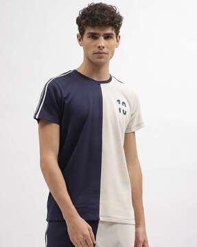 men colourblocked cotton t-shirt