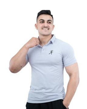 men compression fit polo t-shirt with collar neck